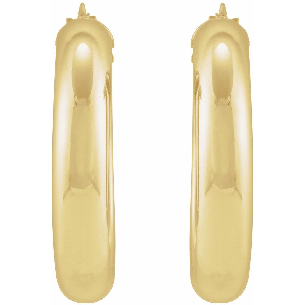 14K Yellow Half-Round Tube 30 mm Hoop Earrings