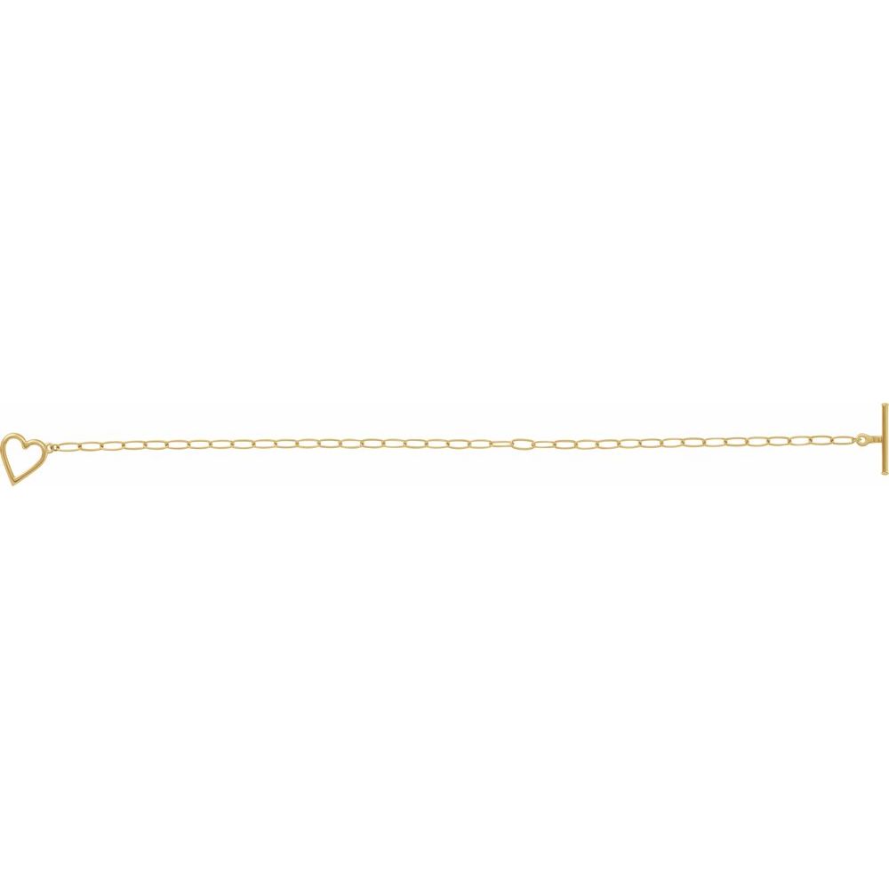 14K Yellow or White - Heart & Paperclip-Style Chain 6" Bracelet