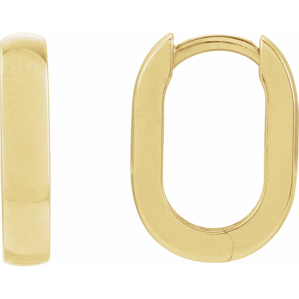 14K Yellow Or White Elongated Domed 14 mm Hoop Earrings