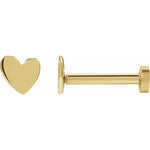 14K  Yellow or White  4 mm Asymmetrical Pair Heart Earring