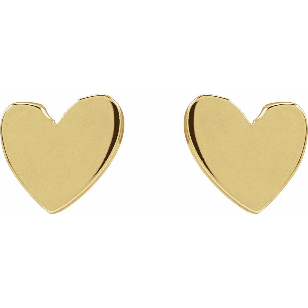14K  Yellow or White  4 mm Asymmetrical Pair Heart Earring