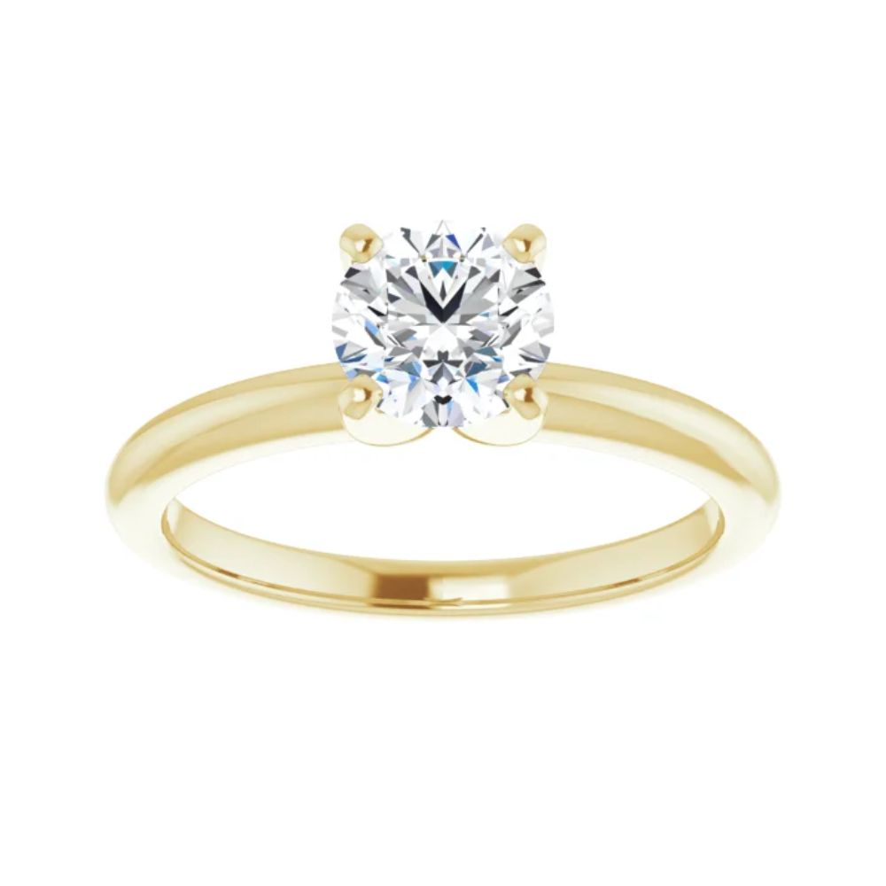 14K Yellow or White 7.4 mm Round Solitaire Engagement Ring