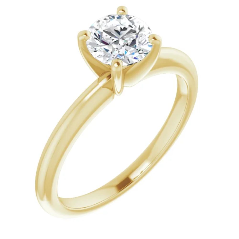 14K Yellow or White 7.4 mm Round Solitaire Engagement Ring