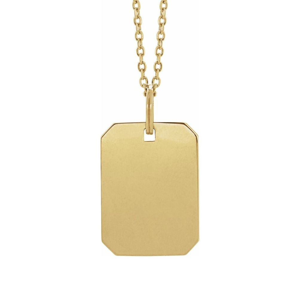 14K Yellow or White Floral Dog Tag 20" Necklace