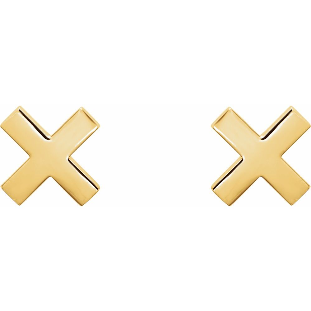 14K Yellow or White  7.9 mm X Earrings
