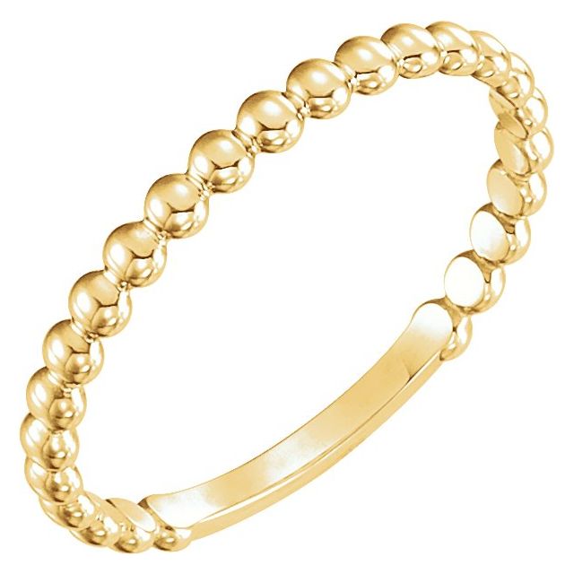 14K Yellow or White 2 mm Stackable Bead Ring