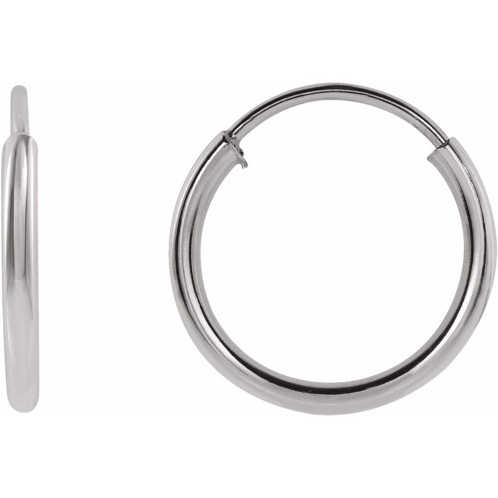 14K White Endless Hoop Earrings - 10 mm