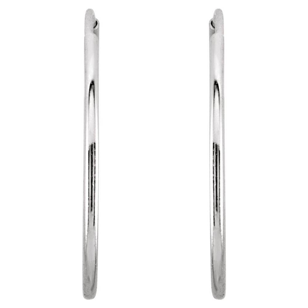 14K White Endless Tube 20 mm Hoop Earrings