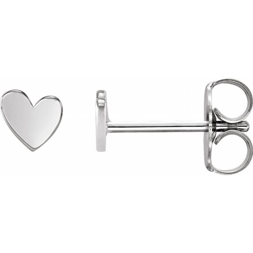 14K  Yellow or White  4 mm Asymmetrical Pair Heart Earring