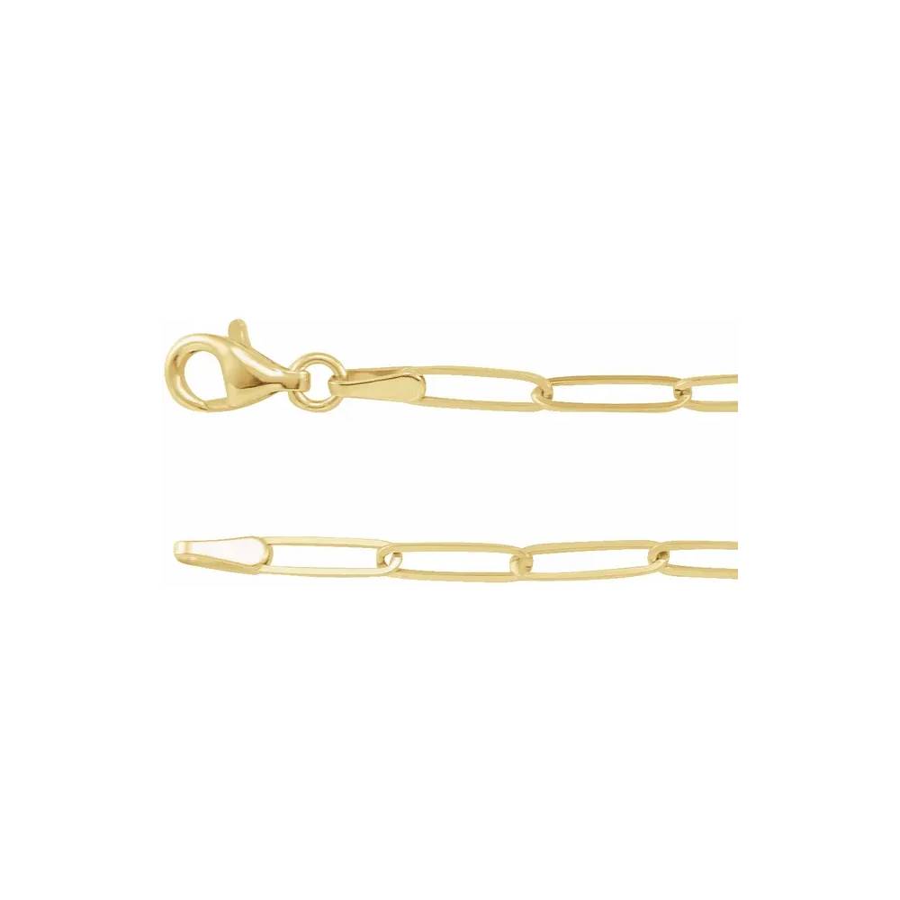 Elongated Link Chain - 14K Yellow or White Gold