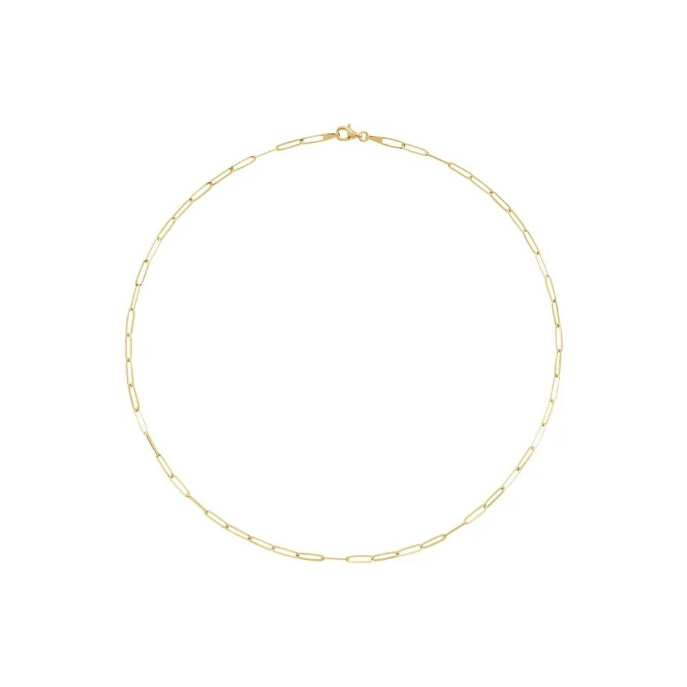 Elongated Link Chain - 14K Yellow or White Gold