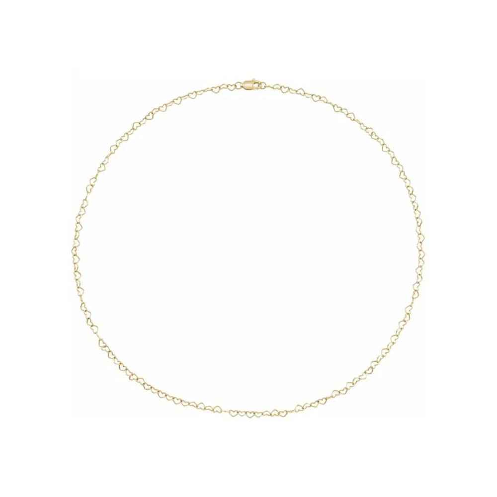 14K Yellow 3.2 mm Heart Chain Necklace