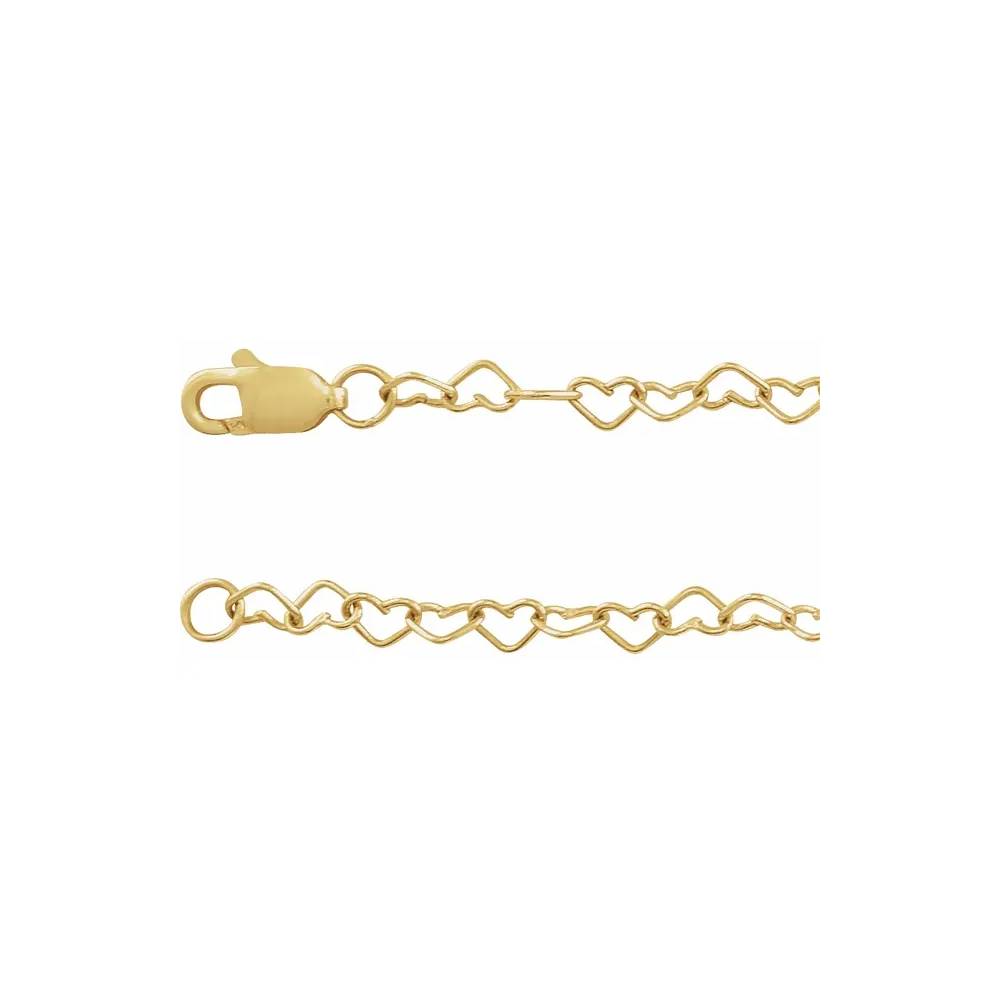 14K Yellow 3.2 mm Heart Chain Necklace