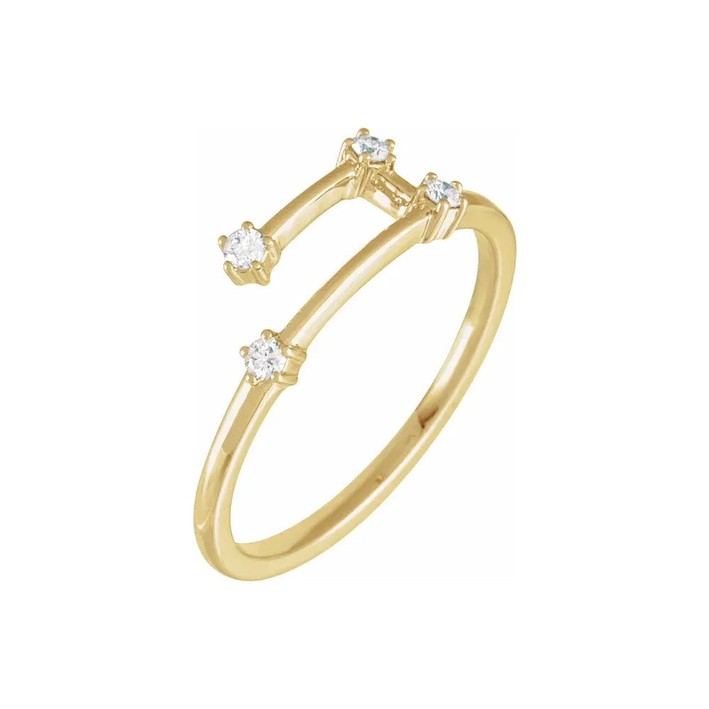 Natural Diamond On Constellation Ring