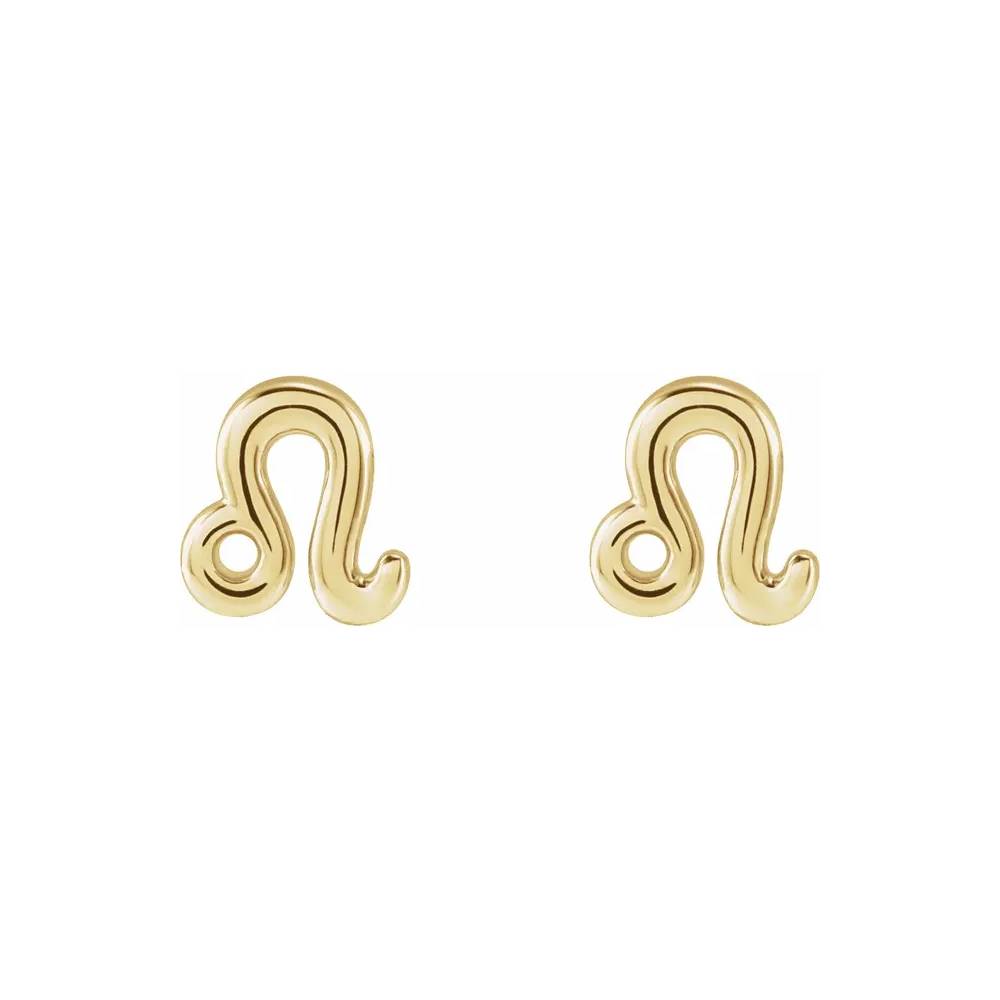 Zodiac Earrings Studs - 14K Yellow or 14K White