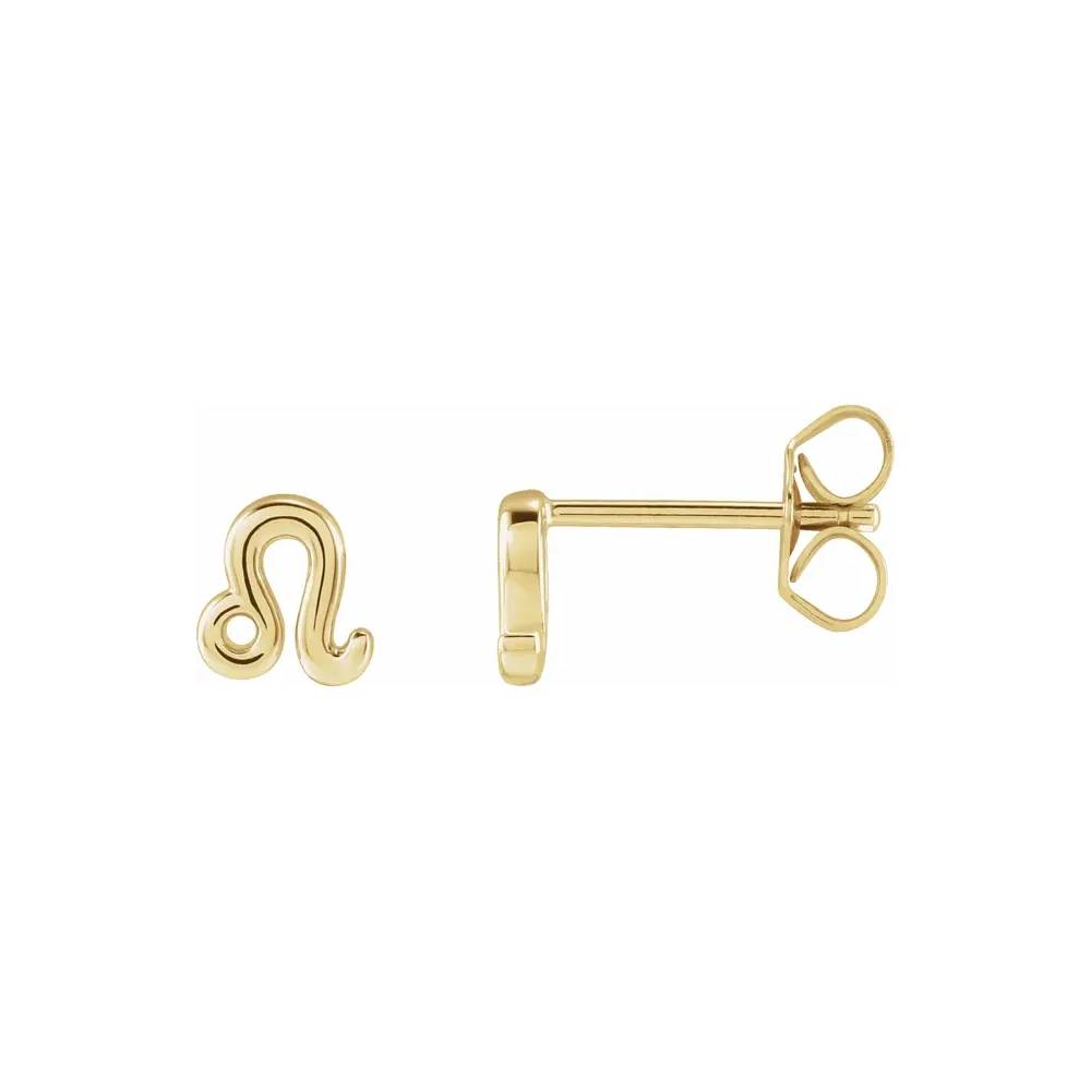Zodiac Earrings Studs - 14K Yellow or 14K White