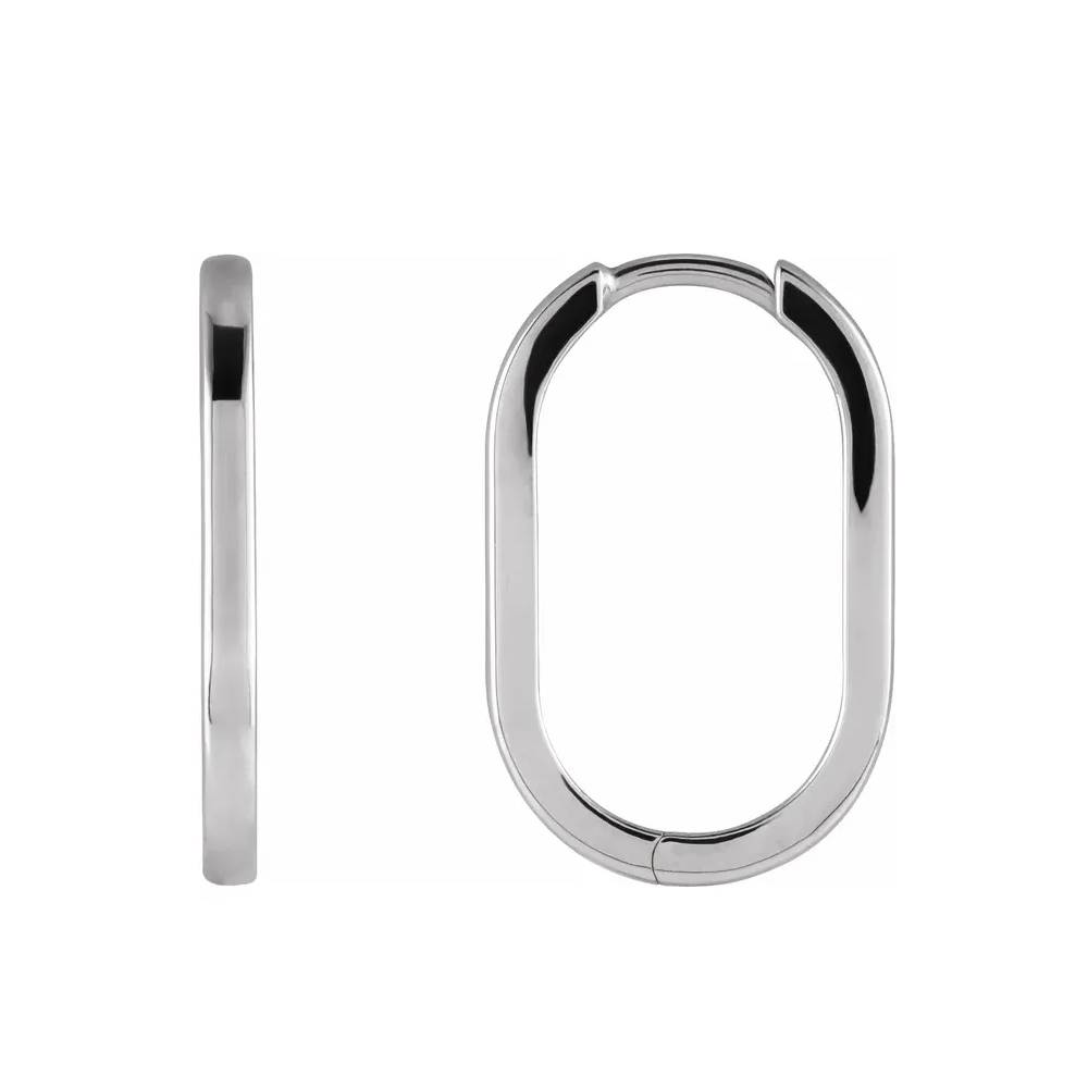 Elongated Oval Huggie Earrings