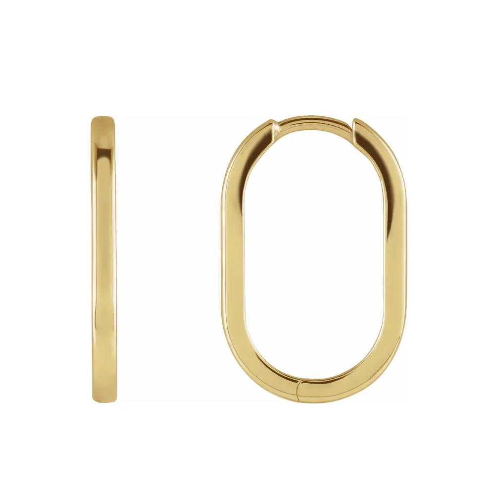 Elongated Oval Huggie Earrings