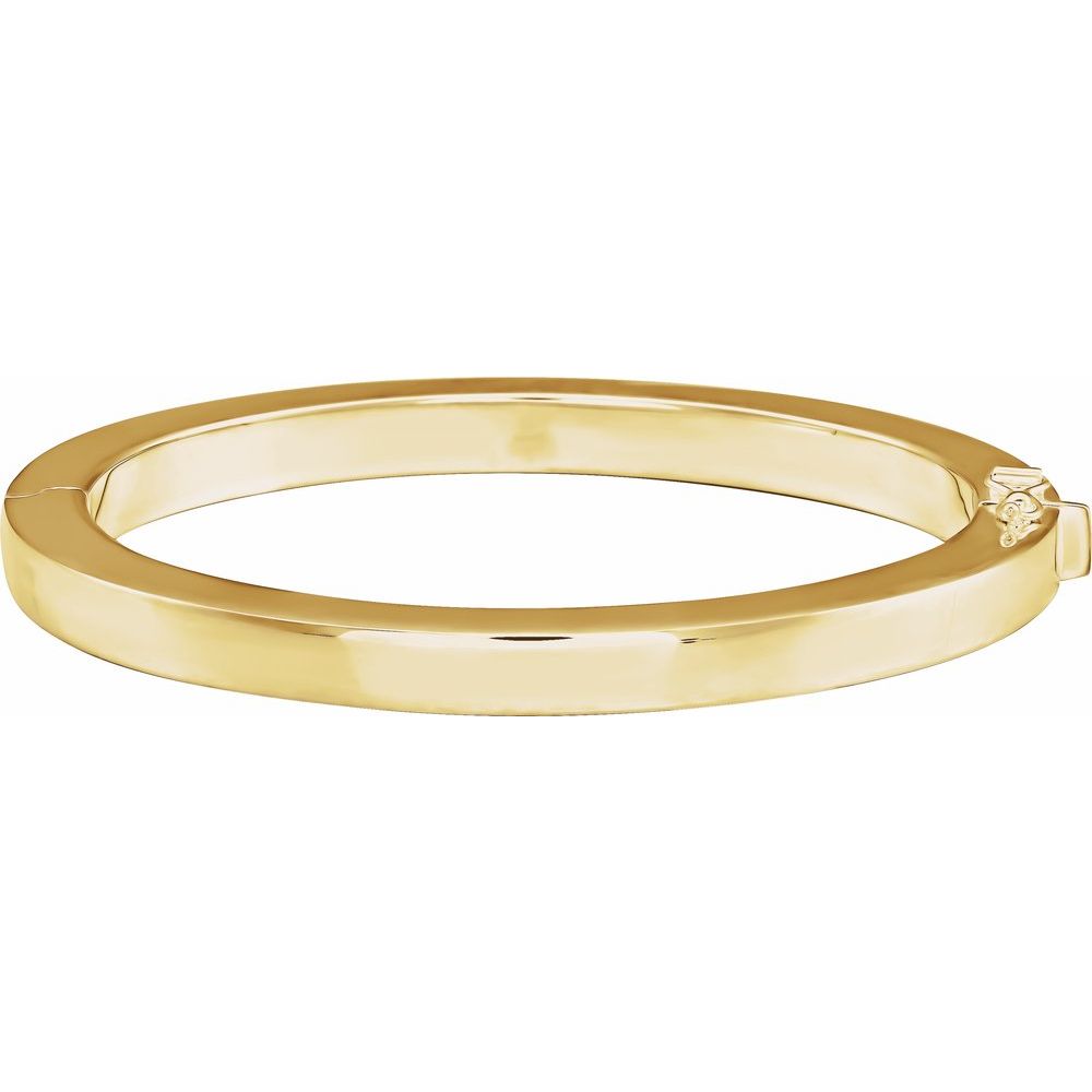 14K Yellow or Sterling Silver / Square Tube Hinged Bangle 7" Bracelet