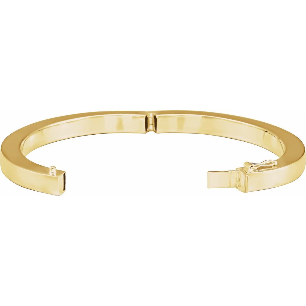 14K Yellow or Sterling Silver / Square Tube Hinged Bangle 7" Bracelet