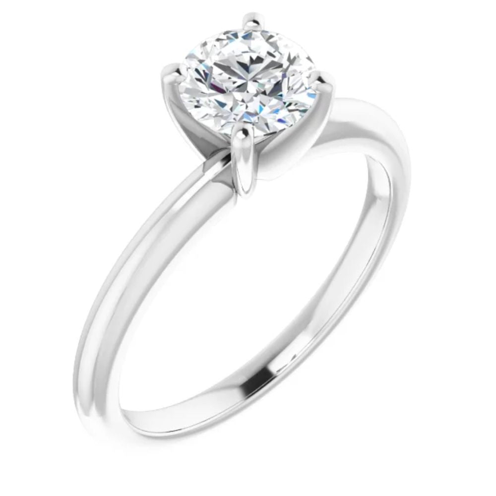 14K Yellow or White 7.4 mm Round Solitaire Engagement Ring