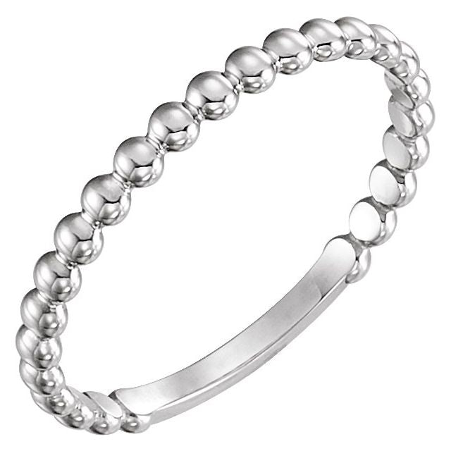 14K Yellow or White 2 mm Stackable Bead Ring