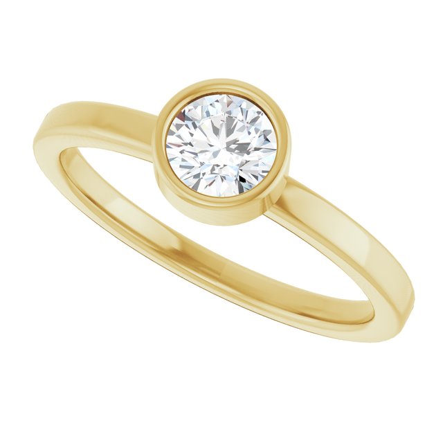 14K Yellow or White 1/2 CT Lab-Grown Diamond Bezel-Set Ring