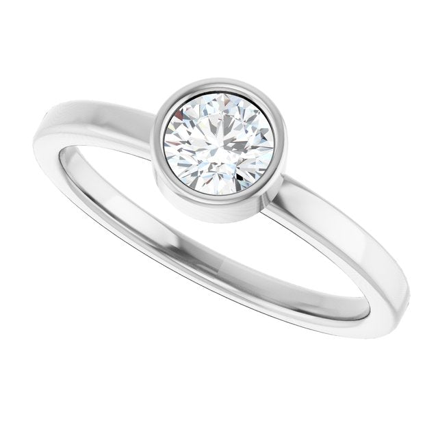 14K Yellow or White 1/2 CT Lab-Grown Diamond Bezel-Set Ring