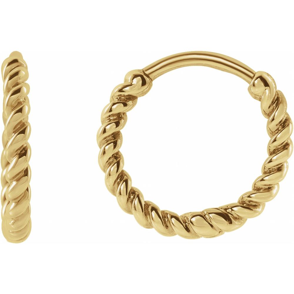 14K Yellow or White Rope 11 mm Hoop Earrings