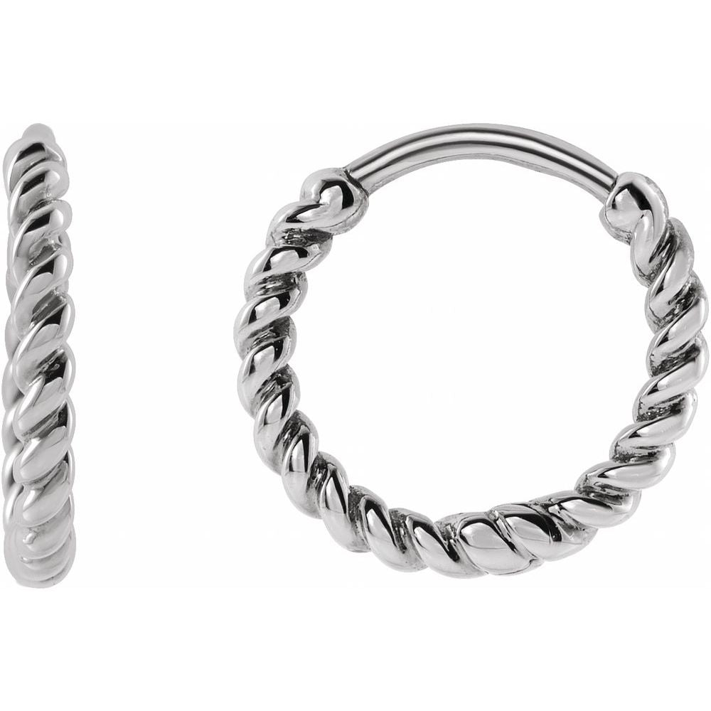 14K Yellow or White Rope 11 mm Hoop Earrings