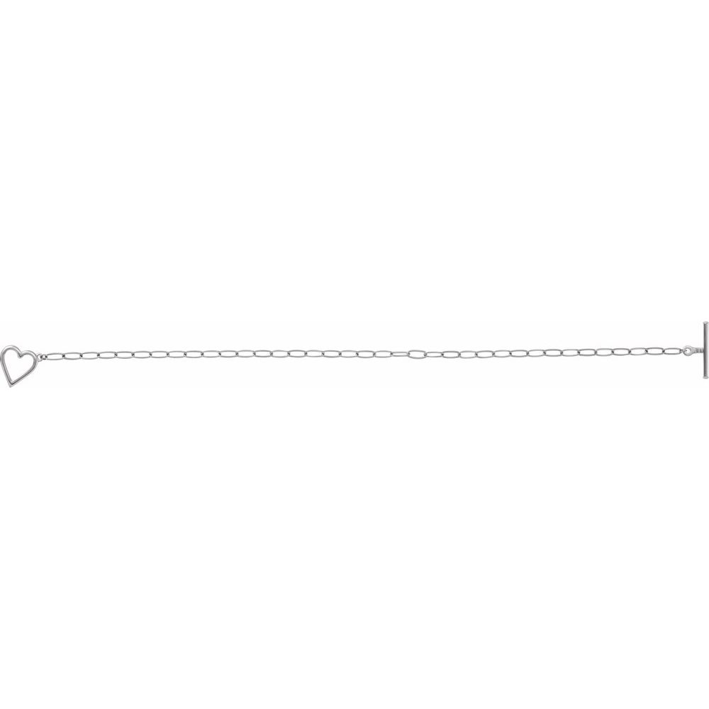 14K Yellow or White - Heart & Paperclip-Style Chain 6" Bracelet
