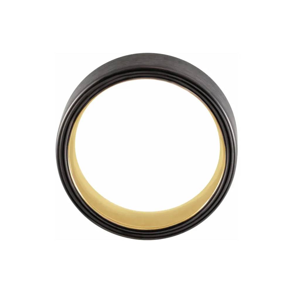Black Tungsten Ring - Rose or Yellow Gold