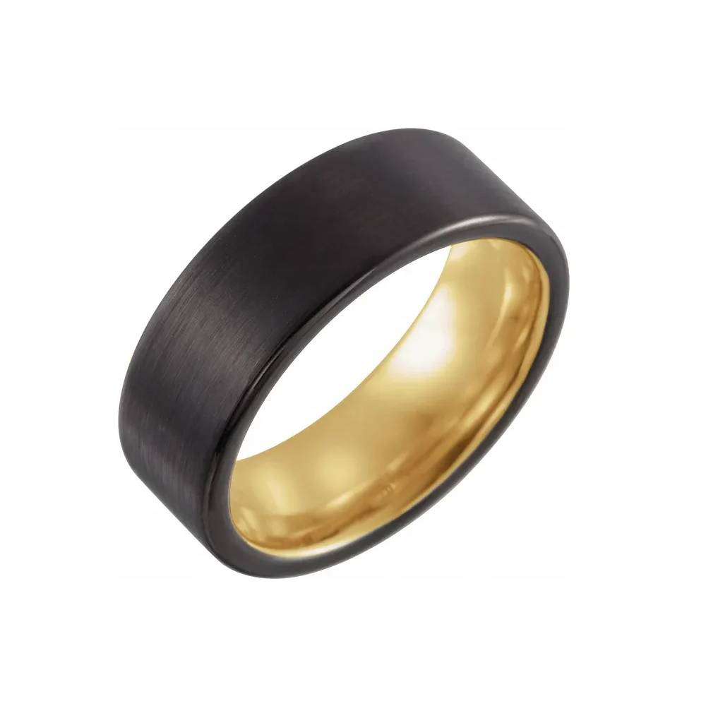 Black Tungsten Ring - Rose or Yellow Gold